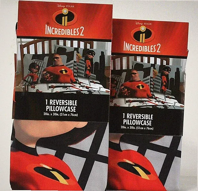 2 Count Jay Franco & Sons Disney Pixar Incredibles 2 Reversible Pillowcase