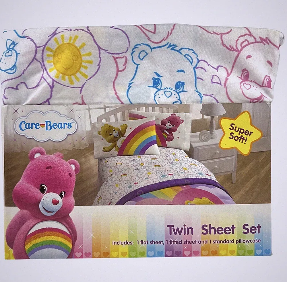 Care Bears Twin Sheet Set 3pc NEW Jay Franco American Greetings Kids Bedding