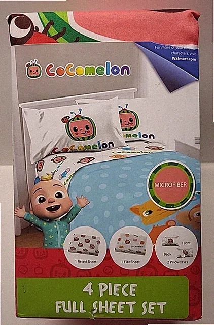 Cocomelon 4 Piece Full Microfiber Sheet Set with Characters and Animals