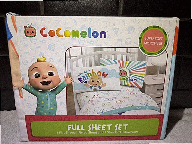 CoComelon Kids Full Sheet Set-Bedding-Pillowcases-flat/fitted Sheets