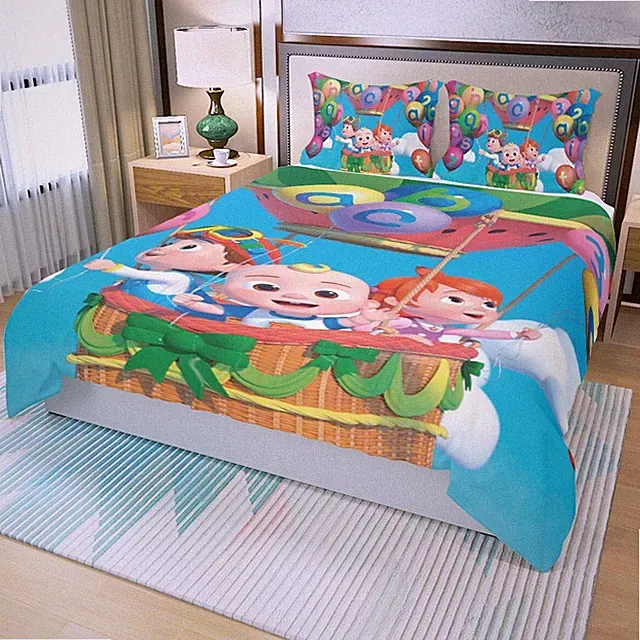 Cocomelon Song Balloons Print Duvet Cover Set (3Pcs) Quilt Cover & Pillowcase