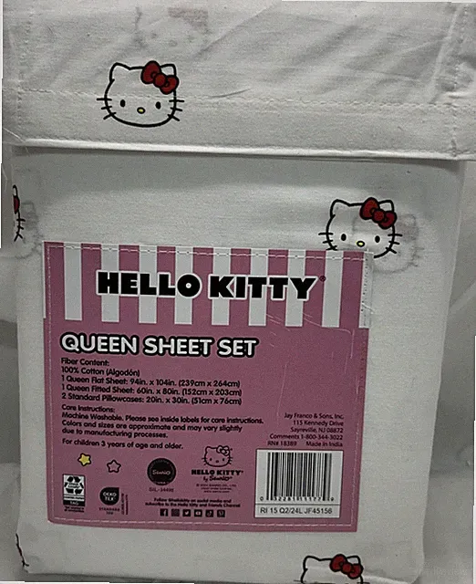Hello Kitty White Pattern Queen Size Sheet Set Jay Franco & Sons, Inc.