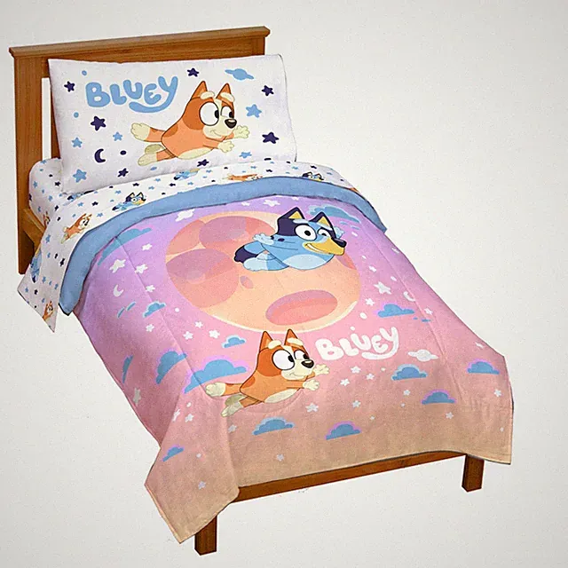 Jay Franco Bluey Bingo Toddler Comforter Set - 4 Piece Bed Set Includes Sheet
