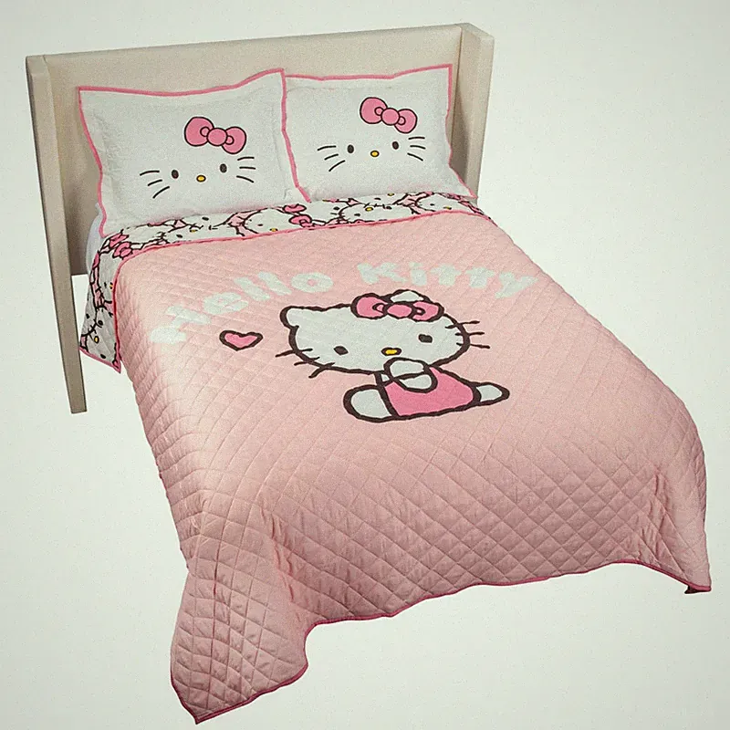 Jay Franco Hello Kitty Bedding Full/Queen Quilt Sham Set 3-Piece - Super Soft