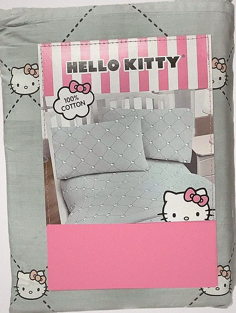 Jay Franco Hello Kitty Gray Diamond QUEEN sheet Set 100% Cotton NEW!