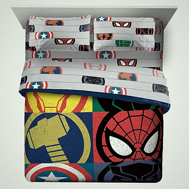 Jay Franco Marvel Avengers Emblems 7 Piece Queen Bed Set - Includes Comforter...