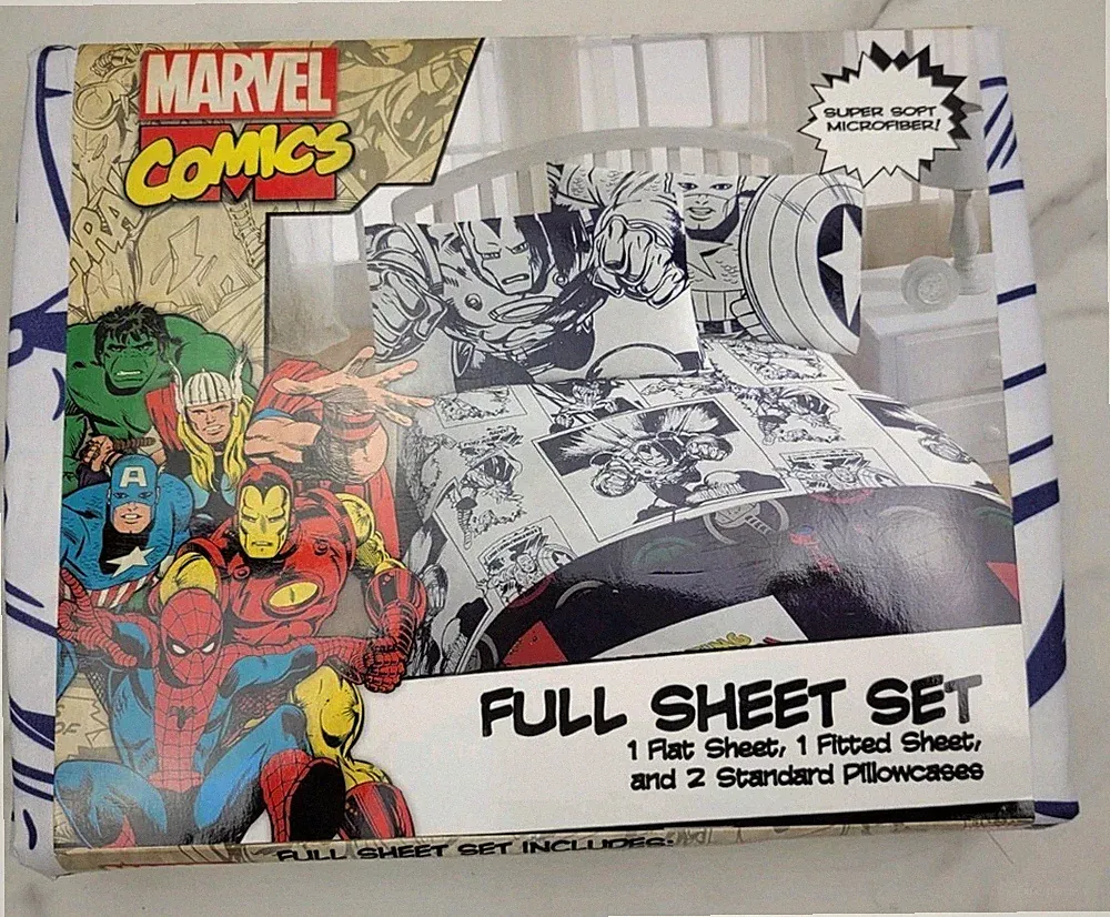 Jay Franco Marvel Comics Avengers Full 4 Pc Sheet Set Hulk Spiderman Iron Man