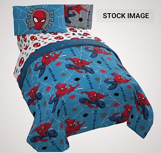 Jay Franco Marvel Spiderman Spidey Faces 5PC Full Bed Set -Reversible Comforter