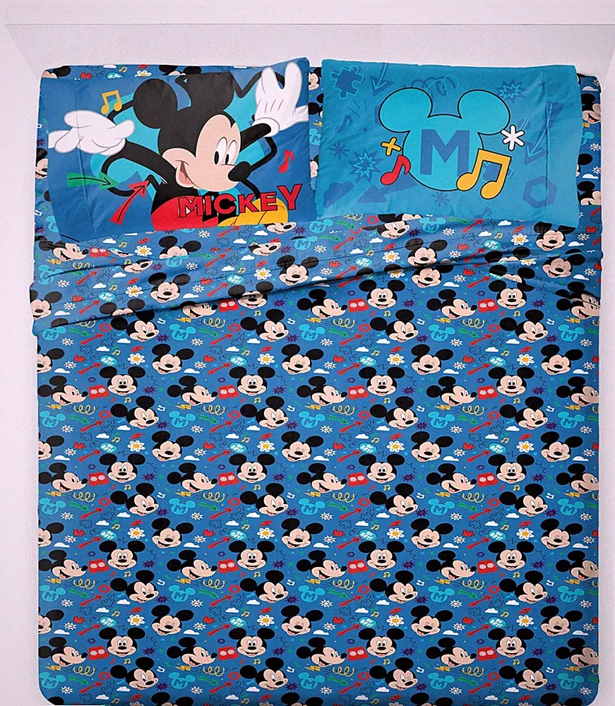 Jay Franco Mickey Mouse Kids 4 Piece Queen Sheet Set - Ultra-Soft Bedding