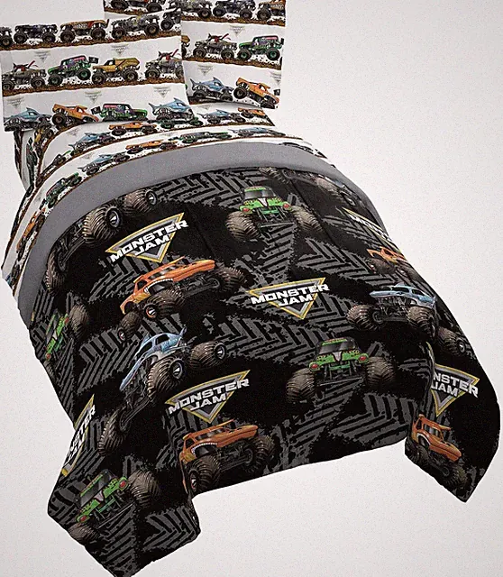 Jay Franco Monster Jam 5 Piece Queen Bed Set - Includes Comforter & Sheet Set...