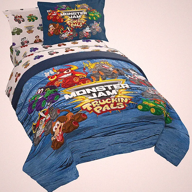 Jay Franco Monster Jam Truckin Pals 5 Piece Twin Bed Set - Includes Comforter