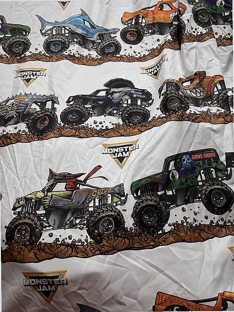 Jay Franco Monster Jam Trucks Flat Sheet Queen Size Grave Digger