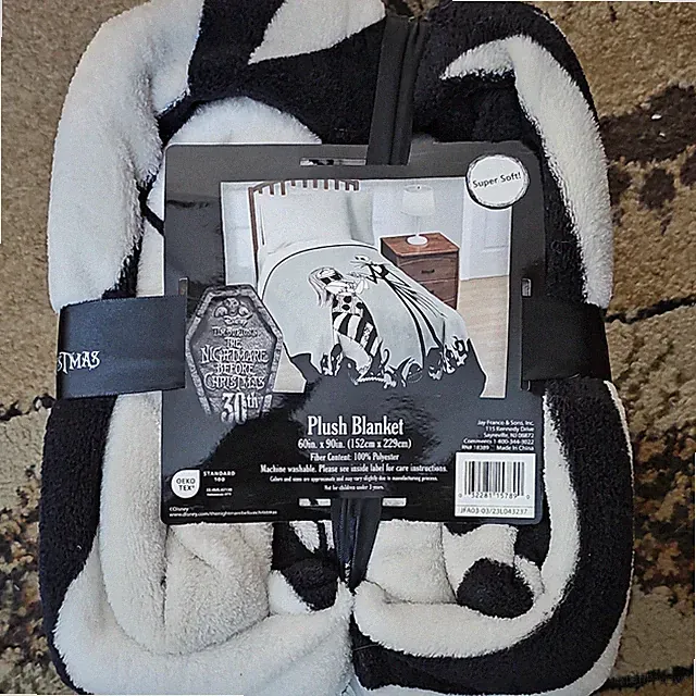 Jay Franco Nightmare Before Christmas Plush Blanket Black White 60x90