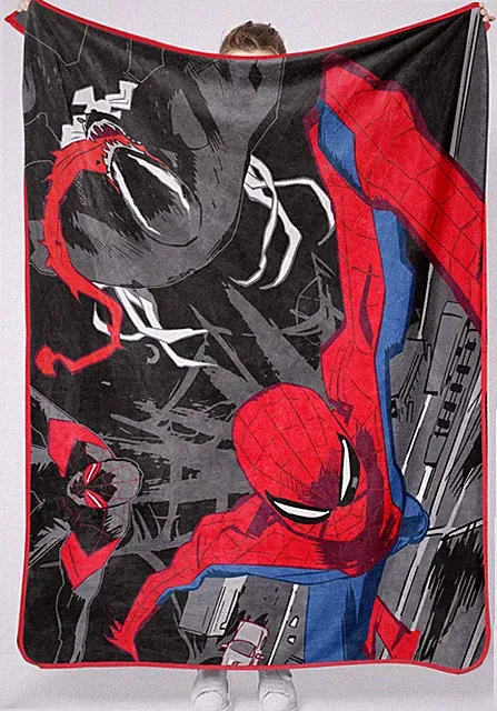 Jay Franco Plush Throw 46 x 60 inches - Blanket, Black - Spiderman