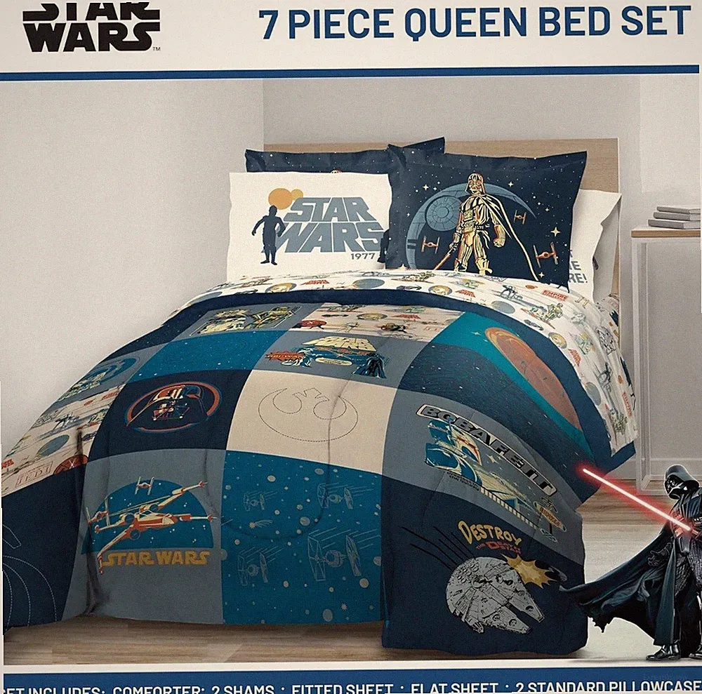 Jay Franco Star Wars 01 7~Piece Queen Comforter Set|Blue