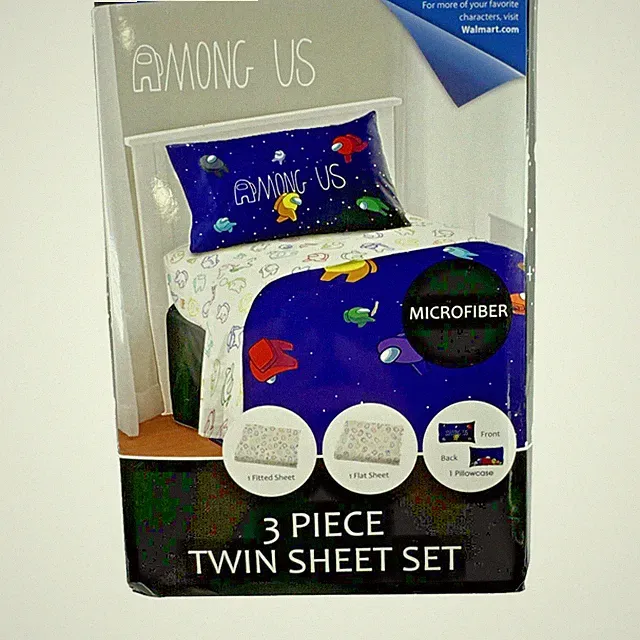 NEW JAY FRANCO "AMONG US" Kids 3 Pc Twin OUTER SPACE Sheet Set Microfiber