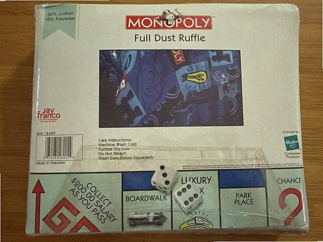 New Monopoly Pattern Dust Ruffle Full Size 2002 Jay Franco Vintage