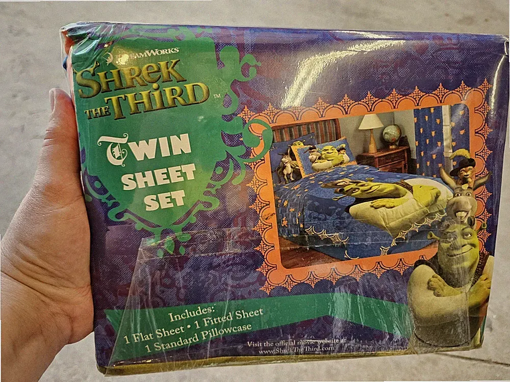 Shrek The Third Sheet Set Twin Jay Franco Blue Orange 3 piece set 2006